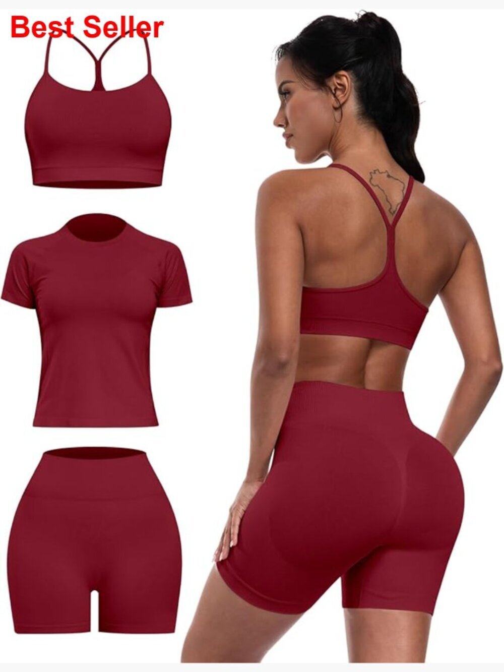 Seamless Lycra Workout Set with Sports Bra and Gym Shorts